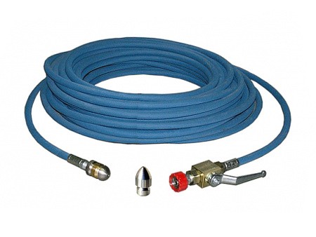 Комплект для прочистки труб 500бар с краном и 2-мя форсунками 33м Комплект для прочистки труб 500бар с краном и 2-мя форсунками 33м