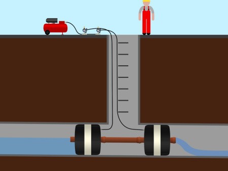 Пневматическое заглушающее перекрытие под обводную трубу, применение Пневматическое заглушающее перекрытие под обводную трубу, применение